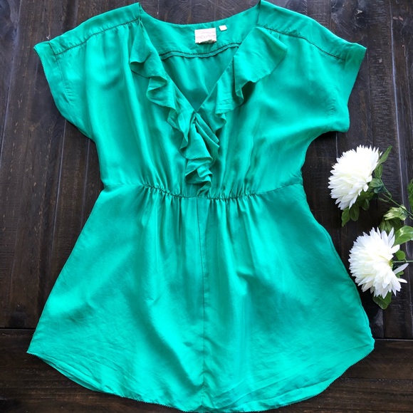 Anthropologie Tops - Vanessa Virgina green silk blouse sz 8